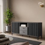 Lusaka TV Cabinet 2 Door 2 Drawer in Black Graphite