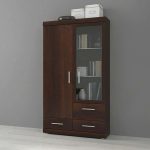 Imperial 2 Door 3 Drawer Glazed Display Cabinet in Dark Mahogany Melamine