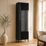 Lusaka Display Cabinet 1 Door in Black Graphite