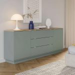 Ganymede Large Sideboard with 3 Drawers & 2 Doors in Mauvella Oak and Sage