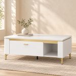 Lazio Coffee Table 1 Drawer in Alpine White/White Gloss