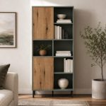 Darwin Bookcase 2 Door in Green/Oak