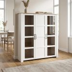 Bohol 3 Door Large Display Cabinet in Riviera Oak/White