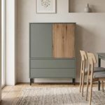 Darwin Sideboard 2 Door 2 Drawer in Green/Oak