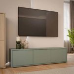 Alice Springs Wide TV Cabinet with 3 Doors Push-to-Open in Sage Green