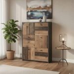 Best Chest Storage Cabinet with 6 Doors in Concrete Optic Dark Grey/Old - Wood Vintage