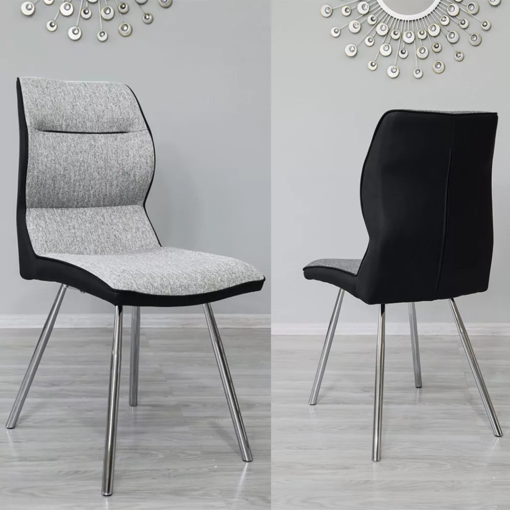 HOP1001782 (3) Zermatt Dining Chair (Grey PU with Grey Fabric) - Image 1