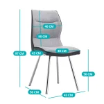 Zermatt Dining Chair (Grey PU with Grey Fabric) - Image 5