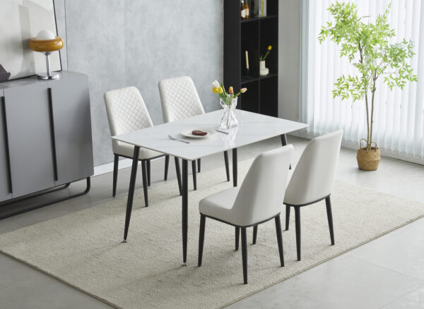 Oxford-White-Dining-Set-600x438 Oxford Dining Table With Dining Chairs Leather - Image 1