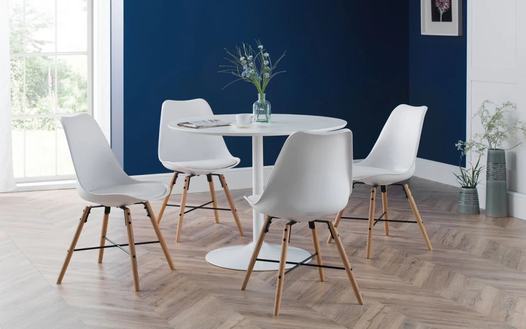 blanco-white-table-4-kari-white-chairs-roomset_1080x Blanco Round Table - Image 1