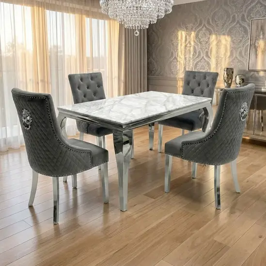 m5060696926683_grey_xl_2 Sofia Grey & Silver Dining Table - Image 1