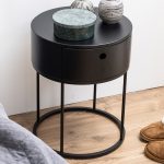 Polo Round Bedside Table in Black