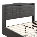 Grey Upholstered Bed Frame with 4 Storage Drawers - Image 2