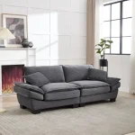Oversized Two-Seater Sofa – Modern Deep-Seated Modular Daybed, Dark Gray