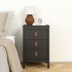 Barcelona Bedside Table 3 Drawers in Matt Black