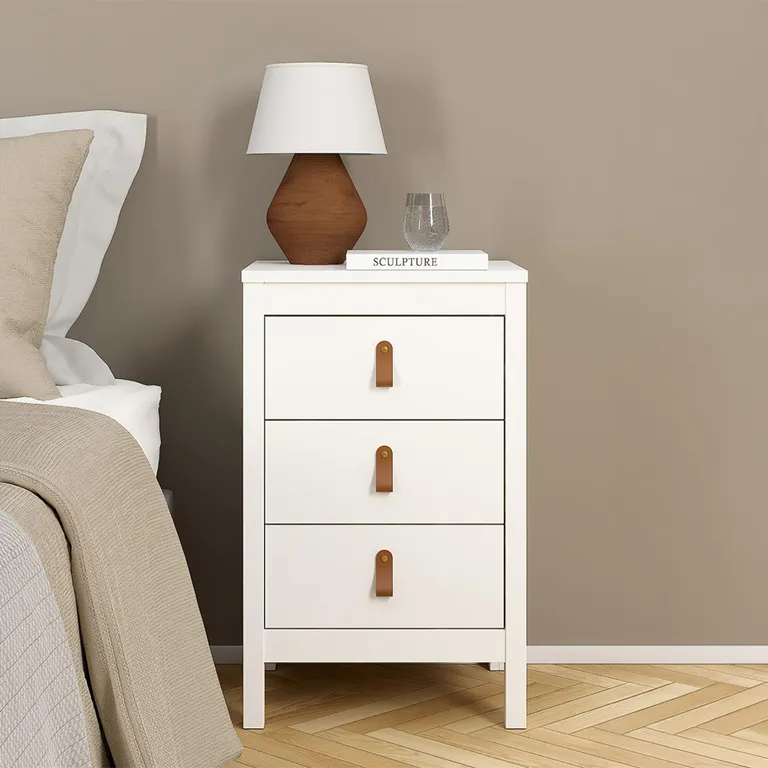 1775482844Barcelona-Bedside-Table-3-Drawer-White Barcelona Bedside Table 3 Drawers in White - Image 1