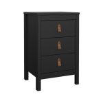 Barcelona Bedside Table 3 Drawers in Matt Black - Image 2