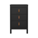 Barcelona Bedside Table 3 Drawers in Matt Black - Image 3