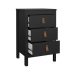 Barcelona Bedside Table 3 Drawers in Matt Black - Image 4