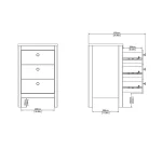 Barcelona Bedside Table 3 Drawers in White - Image 6