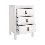 Barcelona Bedside Table 3 Drawers in White - Image 4