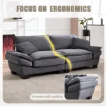 Oversized Two-Seater Sofa – Modern Deep-Seated Modular Daybed, Dark Gray - Image 2