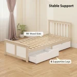 HOMCOM Single Pine Storage Bed with Drawers - Natural - Image 12