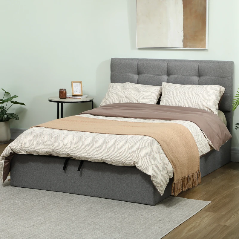 3MFbc819cfd18693a.jpg HOMCOM Double Ottoman Bed with Gas Lift Storage - Image 1