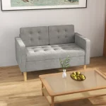 HOMCOM 2 Seater Storage Sofa Light Grey Fabric Couch - Image 2
