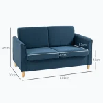 HOMCOM 2 Seater Loveseat Sofa – Blue Modern Sofa - Image 2