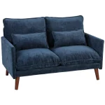 HOMCOM 2 Seater Loveseat Sofa – Blue Sofa with Spring Cushions - Image 8