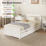 HOMCOM Single Wooden Bed Frame with Drawers - Image 11