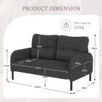 Modern 2 Seater Corduroy Sofa with Side Storage Pockets – Gray - Image 7