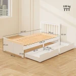 HOMCOM Single Wooden Bed Frame with Drawers - Image 3