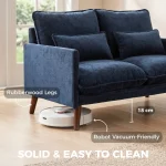 HOMCOM 2 Seater Loveseat Sofa – Blue Sofa with Spring Cushions - Image 3