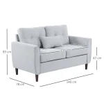 HOMCOM 2 Seater Sofa 140cm Light Grey Tufted Fabric Loveseat - Image 7