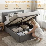 HOMCOM Double Ottoman Bed with Gas Lift Storage for 140 x 190 cm Mattress - Image 11