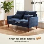 HOMCOM 2 Seater Loveseat Sofa – Blue Sofa with Spring Cushions - Image 7