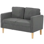HOMCOM Small Two-Seater Corduroy Sofa - Grey - Image 5
