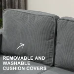 HOMCOM Small Two-Seater Corduroy Sofa - Grey - Image 8