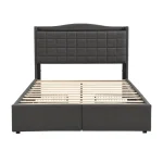 Grey Upholstered Bed Frame with 4 Storage Drawers - Image 7