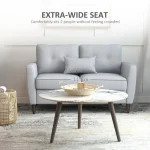 HOMCOM 2 Seater Sofa 140cm Light Grey Tufted Fabric Loveseat - Image 4