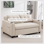 HOMCOM Two-Seater Pull-Out Sofa Bed - Beige - Image 7