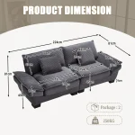 Oversized Two-Seater Sofa – Modern Deep-Seated Modular Daybed, Dark Gray - Image 8