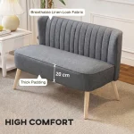 HOMCOM 117cm Loveseat Sofa – Small 2 Seater Sofa, Grey - Image 7