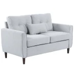 HOMCOM 2 Seater Sofa 140cm Light Grey Tufted Fabric Loveseat - Image 6
