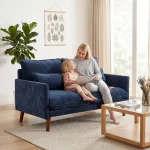 HOMCOM 2 Seater Loveseat Sofa – Blue Sofa with Spring Cushions - Image 2