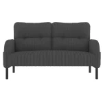 Modern 2 Seater Corduroy Sofa with Side Storage Pockets – Gray - Image 10