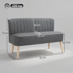 HOMCOM 117cm Loveseat Sofa – Small 2 Seater Sofa, Grey - Image 10