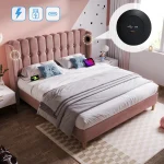 Upholstered Double Bed with USB and Type-C Charging Ports – Pink - Image 7